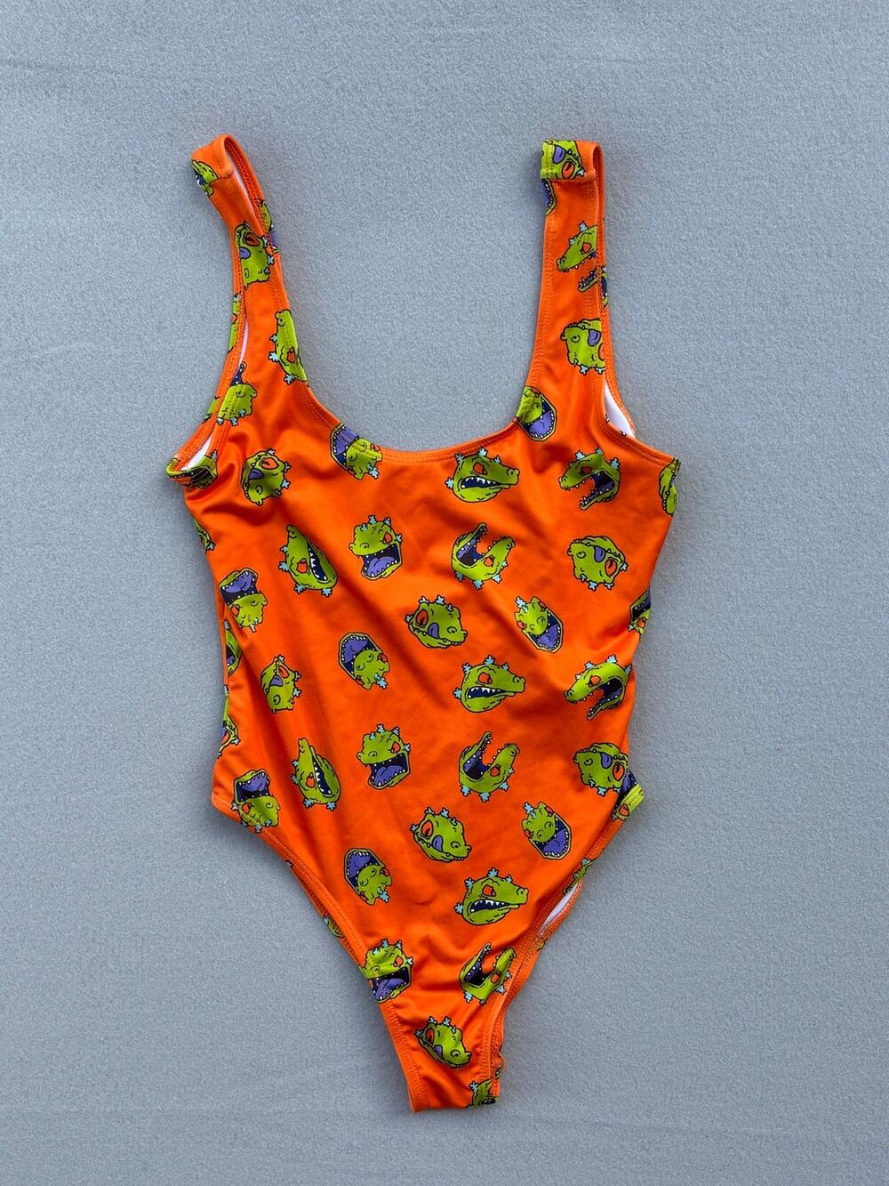 Nickelodeon Rugrats Reptar Orange One Piece Swimsuit Bathing Suit Women’s 5